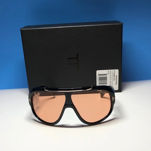 NEW Tom Ford Linden FT1094/S Sunglasses – Shiny Black / Brown – Full Packaging - Picture 8 of 14